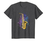 Jazz Saxophoniste Saxo Notes De Musique Saxophone T-Shirt, Enfant, Chiné Foncé, 2 Ans
