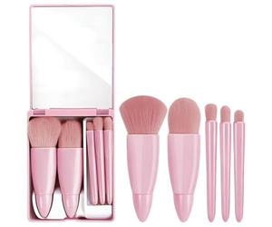 JB EXPORT Ensemble de pinceaux de maquillage de voyage - Mini pinceaux cosmétiques portables pour le visage, les yeux, le fond de teint, le fard à paupières et le mélange facile - Beauté compacte