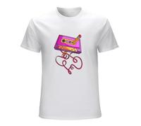JBBKZ disc Men's 80S Cassette Tape Pencil 1980S Retro Vintage Throwback Music T-Shirts White 3XL