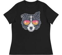 JBBKZ disc Men's Border Collie Wearing Sunglasses Womens Christmas Mens Funny Dog Collies Dogs Summer73388 T-Shirts Black M