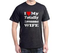 JBBKZ disc Men's I Heart My Awesome Wife Dark Cotton T Shirt T-Shirts Black XL