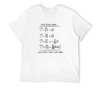 JBBKZ disc Men's Physics God Says Maxwell Equations and Then There Was Light Nerd Design Cotton Men Science Summer Top T-Shirts White XXL
