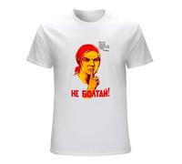 JBBKZ disc Men's Russian Graphic Cotton Do Not Gossip! Famous USSR Poster Style Не Болтай T-Shirts White XL