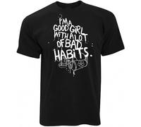 JBBKZ disc Men's Slogan I'm A Good Girl with Lots of Bad Habits Rude Cheeky Funny Black T-Shirts Black XL