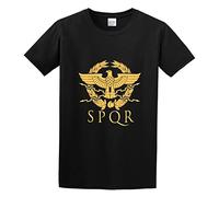 JBBKZ disc Men's Vintage SPQR Eagle Rome Latin Cool Retro Cotton T Shirt Black L