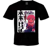 JBBKZ disc Mirai Nikki Another World Anime Mens T-Shirt Casual Creative Print Crewneck Comfortable Short Sleeve Black S