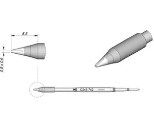 JBC Tools C245742 Panne de fer à souder forme de burin, droite Taille de la panne 0.3 mm Longueur de la panne 8.5 mm Contenu 1 pc(s)