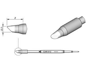 JBC Tools C245912 Panne de fer à souder forme ronde, biseautée Taille de la panne 3.0 mm Longueur de la panne 8 mm Contenu 1 pc(s)