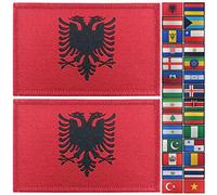 JBCD Lot de 2 patchs tactiques pour drapeau albanais Motif drapeau de l'Albanie