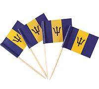 JBCD Lot de 200 cure-dents en forme de drapeau de la Barbade pour cupcakes, cocktails, mini drapeaux de la Barbade