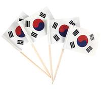 JBCD Lot de 200 cure-dents en forme de drapeau de la Corée du Sud - Décorations pour cupcakes, cocktails, gâteaux, petits drapeaux