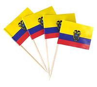 JBCD Lot de 200 cure-dents en forme de drapeau de l'Équateur pour cupcakes, cure-dents pour cocktail, mini drapeaux équatoriens