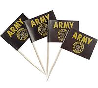 JBCD Lot de 200 mini pics à cupcakes en forme de drapeau de l'armée américaine Doré