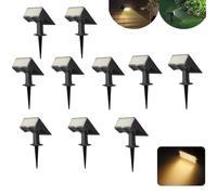 JBdusn 10 Pièces Spot Solaire Exterieur, 28 LED Lampe Solaire Exterieur Etanche IP65 Lumiere Solaire Exterieur, Blanc Chaud Eclairage Solaire Puissant Lumière Projecteur pour Jardin Chemins Terrasse