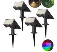 JBdusn 4 Pièces Spot Solaire Exterieur, 28 LED Lampe Solaire Exterieur Etanche IP65 Lumiere Solaire Exterieur, RGB Eclairage Solaire Puissant Lumière Projecteur pour Jardin Chemins Terrasse