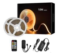 JBdusn CCT Ruban LED COB Blanc Accordable 10m Kit, 576LEDs/m Blanc Réglable 24V LED Bande, 2700K-6500K Dimmable Bandeau LED COB avec Alimentation et Télécommande pour TV/Cuisine/Maison DIY Décor