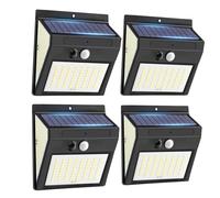 JBdusn Lampe Solaire Exterieur Détecteur Mouvement, 【4 Pack】 144LEDs Lumiere Solaire Exterieur, 3 Modes Eclairage Exterieur Solaire Spot LED 270° Angle Fil lampe Mural Applique Exterieur pour Jardin
