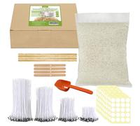 JBEIY Kit Cire de soja pour Fabrication Bougie, Qualité supérieure Cire a Bougie 1kg avec 200 Mèches 4 Tailles, 100 Autocollants, 1 Cuillère pour Fabrication Bougies Adultes débutants