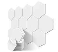 JBER 12 Pack Panneaux Acoustiques Hexagonaux, Mousse insonorisante auto-adhésive, 30 X 26 X 1cm Panneaux Acoustiques Haute Densité pour Studio, Bureau à Domicile(Blanc)