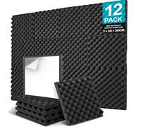 JBER 12 Pack panneaux acoustiques hexagonaux, mousse insonorisante auto-adhésive, 30 X 26 X 1cm panneaux muraux acoustiques haute densité pour studio, bureau à domicile(DarkBlue)