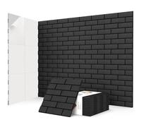 JBER Lot de 12 panneaux acoustiques autocollants - Panneaux insonorisants haute densité pour studios d'enregistrement, salle de jeux, maison, bureau - 30 x 30 x 1 cm - Noir