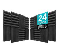 JBER Lot de 24 Panneaux de Mousse Acoustique, 5 x 30 x 30cm Cales pour Studio Panneau Mural Insonorisant Ignifuge Panneaux Muraux (Noir)