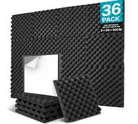 JBER - Lot de 36 panneaux insonorisants autocollants, Panneaux acoustiques 76 x 76 x 7,5 cm, Panneaux muraux en mousse acoustique haute densité pour studio d'enregistrement, bureau à domicile, chambre