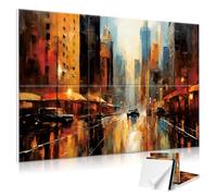 JBER Lot de 6 grands panneaux acoustiques autocollants pour décoration murale, panneaux insonorisants pour studio d'enregistrement, salon, salle de bain, bureau (City Twilight, 180×120CM)