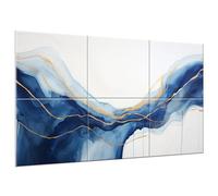 JBER Lot de 6 grands panneaux acoustiques autocollants pour décoration murale, panneaux insonorisants pour salon, bureau (dégradé bleu, 120 x 68,6 cm)