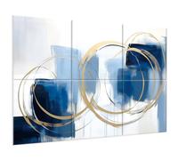 JBER Lot de 6 grands panneaux acoustiques autocollants pour décoration murale, panneaux insonorisants pour studio d'enregistrement, salon, salle de bain - 180 x 120 cm (cercle double)