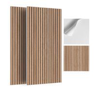 JBER Lot de 6 Panneaux Acoustique Mural, Panneaux Acoustiques Auto-Adhésifs pour Murs, Panneaux Muraux Décoratifs avec Impression Grain de Bois pour, Bureaux, Maison, 60×60×1cm, Noix Naturelle