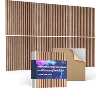 JBER Lot de 6 Panneaux Acoustique Mural, Panneaux Acoustiques Auto-Adhésifs pour Murs, Panneaux Muraux Décoratifs avec Impression Grain de Bois pour, Bureaux, Maison, 60×60×1Cm, Noix Traditionnelle
