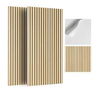 JBER Lot de 6 Panneaux Acoustique Mural, Panneaux Acoustiques Auto-Adhésifs pour Murs, Panneaux Muraux Décoratifs avec Impression Grain de Bois pour, Bureaux, Maison, 60×60×1cm, Chêne Naturel
