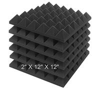 JBER Lot de 6 Panneaux de Mousse Acoustique, 5 x 30 x 30cm Studio Panneau Mural Insonorisant Ignifuge Pyramide(Noir)