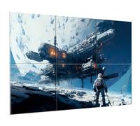 Jber - Panneaux acoustiques d’art, lot de 6 peintures murales autocollantes grandes pour décoration murale, panneaux insonorisants pour studio d’enregistrement, salon, salle de bain, 180 x 120 cm