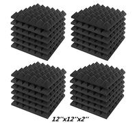 Jber - Panneaux acoustiques de forme pyramide en mousse - 5,1 x 30,5 x 30,5 cm - Pour studio et insonorisation - Charbon - Lot de 24
