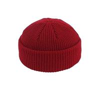 JBIVWW Bonnet d'hiver Bonnet Mode Hommes garçon Calotte Sailor Cap Manchettes Retro Short Bleu Marine Chapeau Couleur Unie Unisexe Automne Chaud Cap (Color : Red Wine)