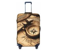 JBJGKHLP Boussole et vieille carte du monde imprimé valise universelle élastique protection bagage étanche voyage affaires vacances, Noir , L, Bagage à main