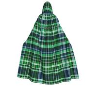 JBJGKHLP Cape à capuche à manches longues pour adulte Motif tartan écossais Bleu et vert