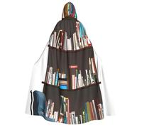 JBJGKHLP Cape à capuche imprimée bibliothèque pour adulte - Cosplay - Cape de bal masqué - Costume de festival - Carnaval - Événements sur le thème du carnaval