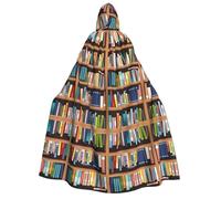 JBJGKHLP Cape à capuche imprimée bibliothèque pour adulte - Cosplay - Cape de bal masqué - Costume de festival, carnaval - Événements sur le thème du carnaval