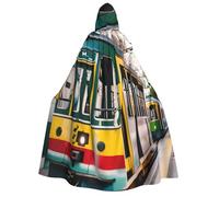 JBJGKHLP Cape à capuche pour adulte avec imprimé tramway de Lisbonne, cosplay, bal masqué, festival, carnaval, événements sur le thème du carnaval