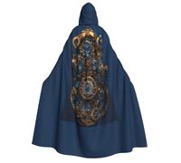 JBJGKHLP Cape à capuche pour adulte Motif horloge en bronze Style siècle Pour cosplay, bal masqué, festival, carnaval, événements sur le thème du carnaval