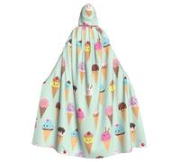JBJGKHLP Cape à capuche unisexe avec imprimé cônes de crème glacée - Costume de vacances - Carnaval - Fête à thème - Décoration de célébrations