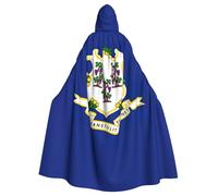 JBJGKHLP Cape à capuche unisexe avec imprimé drapeau de l'État du Connecticut - Costume de vacances - Carnaval - Fête à thème - Décoration de célébrations