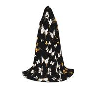 JBJGKHLP Cape à capuche unisexe avec imprimé papillons blancs dorés et noirs pour cosplay, carnaval, célébrations saisonnières
