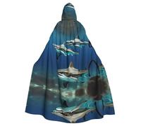 JBJGKHLP Cape à capuche unisexe avec imprimé requins marteaux, costume de vacances, carnaval, fête, décoration à thème célébrations