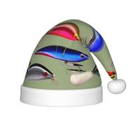 JBJGKHLP Chapeau de Noël imprimé de style leurre de pêche pour enfants, convient pour les années de Noël, les fêtes et les célébrations
