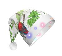 JBJGKHLP Chapeau de Noël LED pour adulte avec imprimé perroquet et arbre tropical