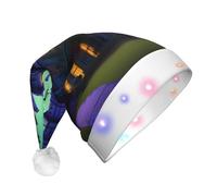 JBJGKHLP Chapeau de Noël noir avec imprimé manoir hanté pour adulte